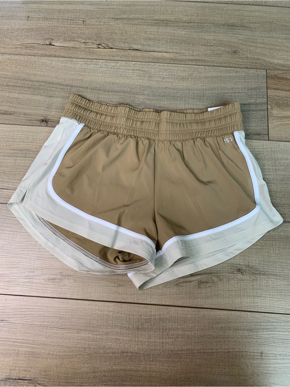 *new* Women’s Tan Athletic Shorts with White Trim